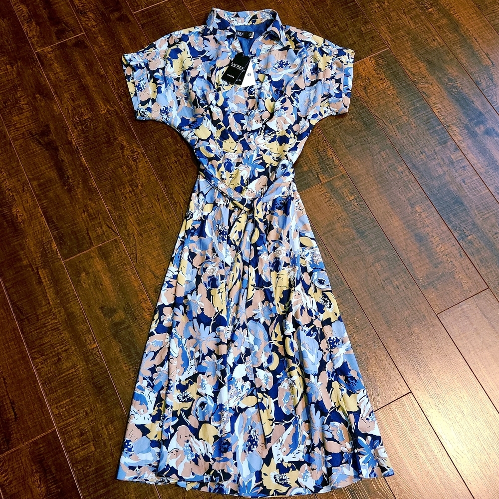 Woman's Dresses Lauren Ralph Lauren Floral Crepe Midi Dress Size 4 MSRP $165